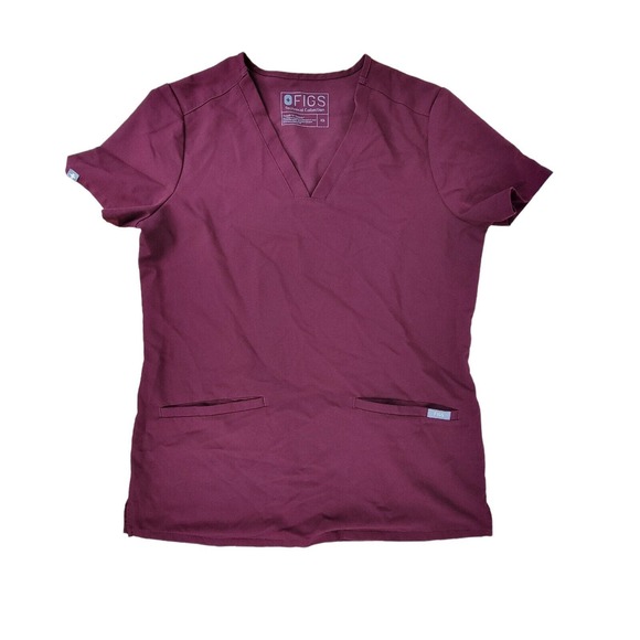 FIGS Technical Collection Scrub Top Women XS Burgundy Casma Three Pocket Medical - Picture 1 of 5